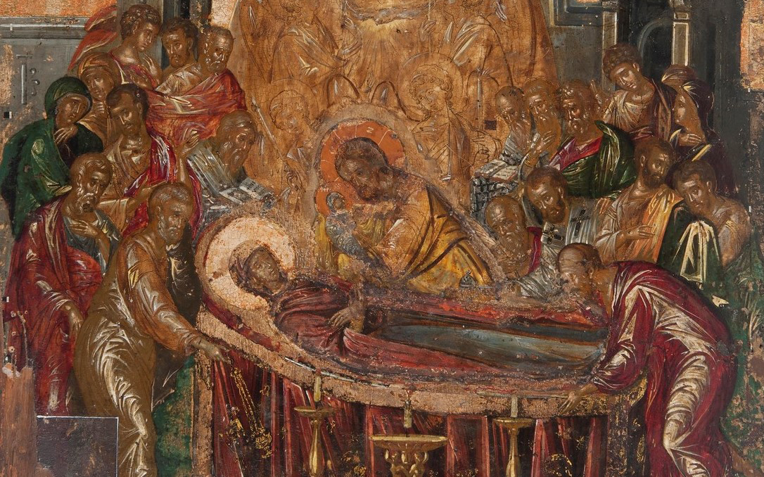 Η Κοίμηση της Παναγίας από τον Δομίνικο Θεοτοκόπουλο και Δεκαπενταύγουστος του Καζαντζάκη από την «Αναφορά στον Γκρέκο»