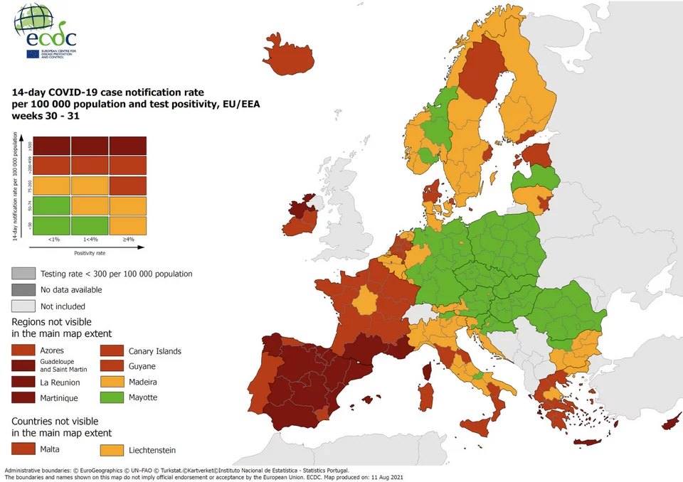 Χάρτης - Ευρωπαϊκό Κέντρο Πρόληψης και Ελέγχου Νόσων (Ecdc)