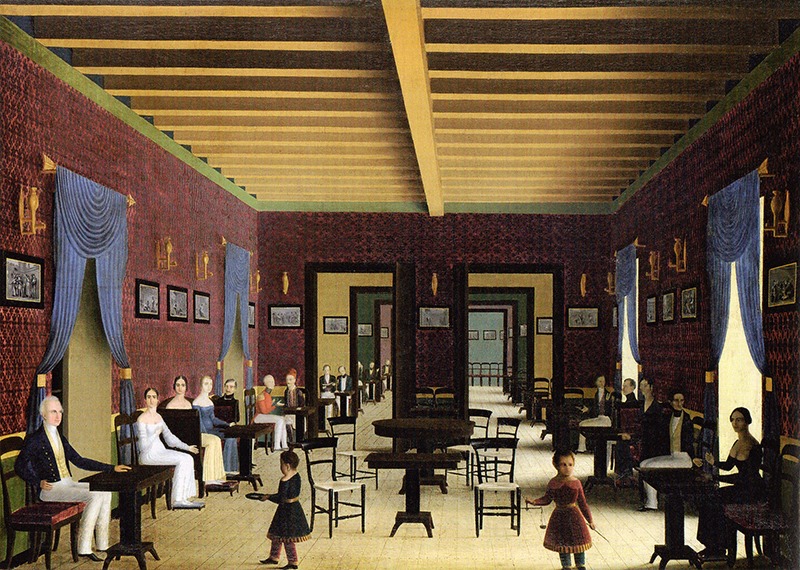 Πιστό αντίγραφο του πίνακα «Αίθουσα συναθροίσεων», αγνώστου ζωγράφου, 19ος αιώνας, λάδι σε μουσαμά.