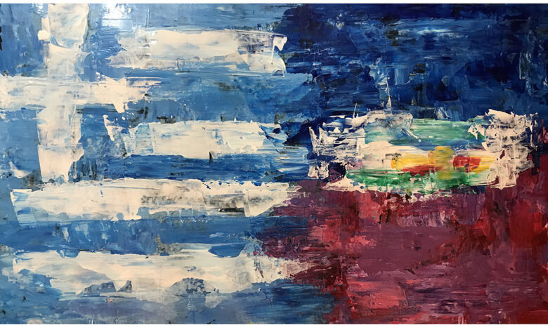 Ελένη Μερτζάνη , liberté, égalité, fraternité, 35 Χ 46 cm, painting, digital print, 2020