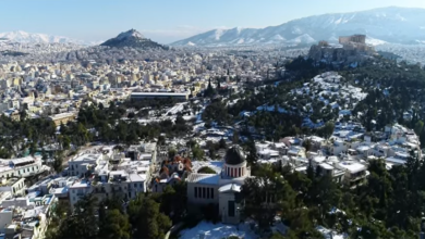 Αθήνα χιόνια drone βίντεο