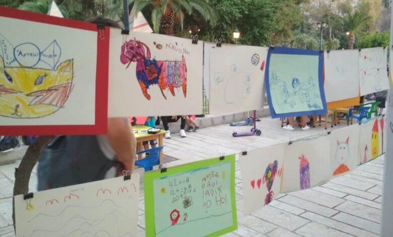 Πεζόδρομος Ναύπλιο πέργκολα παιδικές ζωγραφιές (6)
