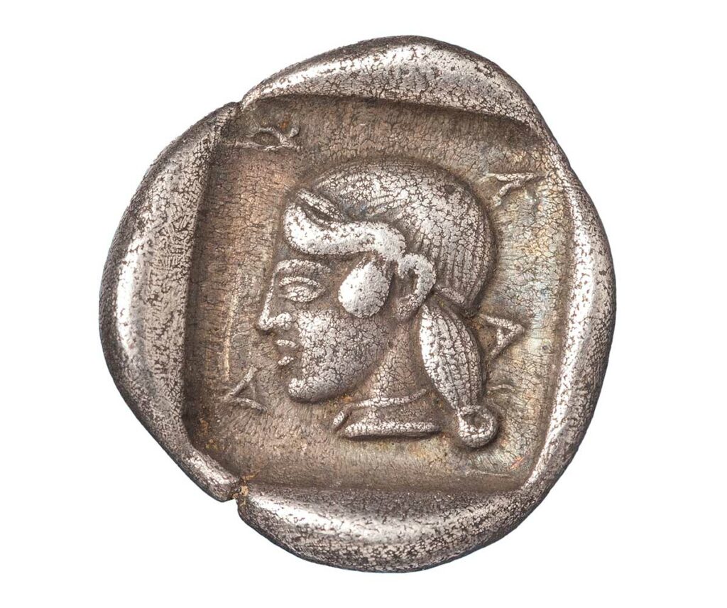 Αργυρό τριώβολο, αρκαδική κοπή, 5ος αιώνας π.Χ. – Μουσείο Μπενάκη.
