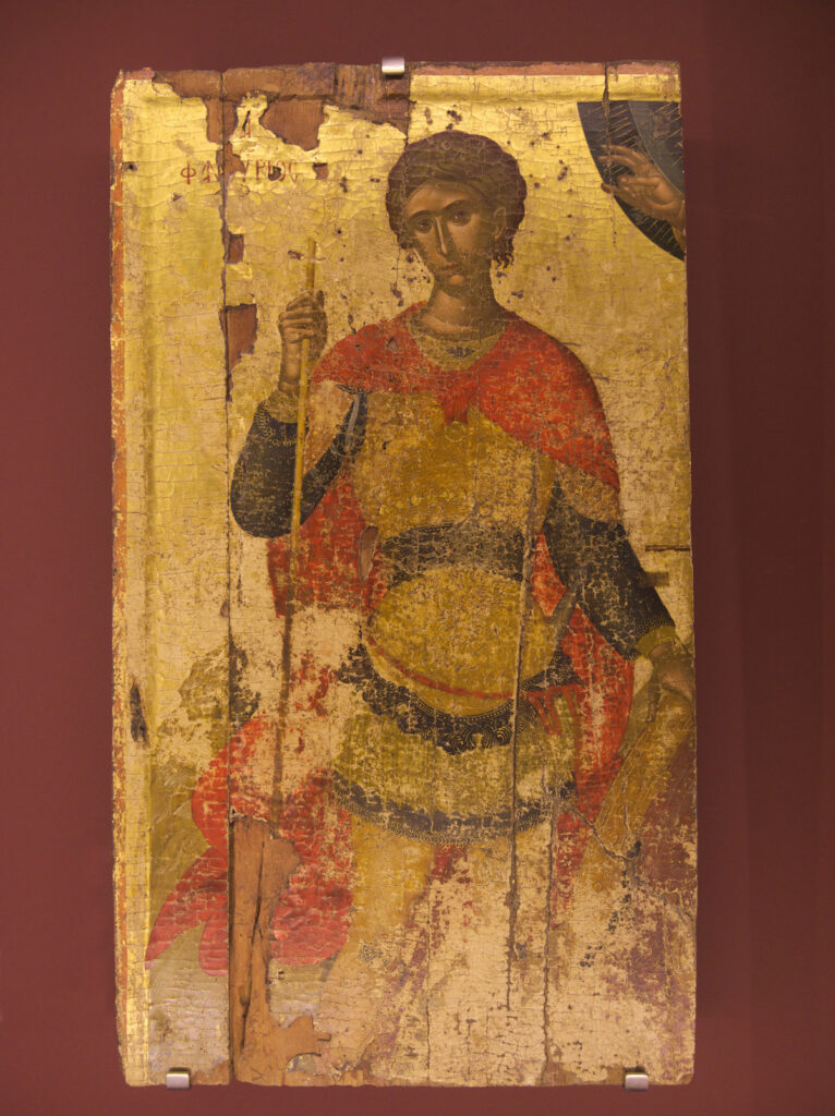 Εικόνα του Αγίου Φανουρίου ζωγραφισμένη από τον Άγγελο Ακοτάντο δεύτερο τέταρτο του 15ου αι.. Αγία Αικατερίνη Ηράκλειο.