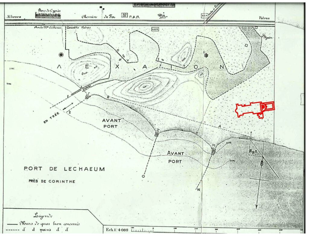 Εικ.9 Τοπογραφικό Διάγραμμα περιοχής Λιμένα Λεχαίου. Πηγή Γεωργιάδης 1906, Ευαγ. Παπαφωτίου
