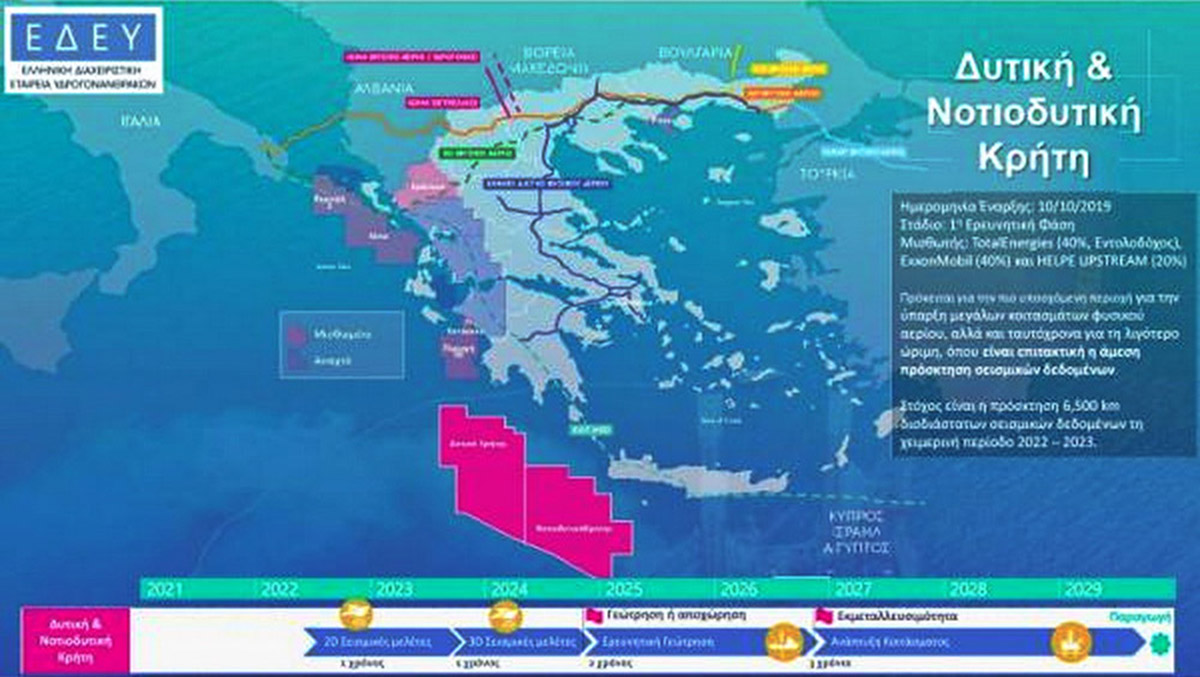 Φυσικό αέριο σεισμικές έρευνες Κρήτη Πελοπόννησος
