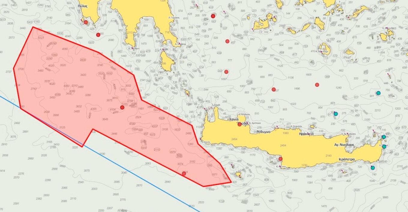Χάρτης έρευνες φυσικού αερίου Κρήτη Πελοπόννησος (1)