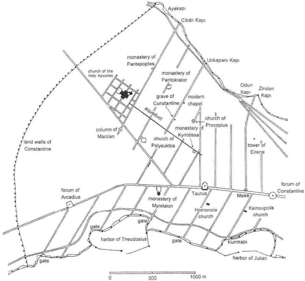 Χάρτης Κωνσταντινούπολης Πρωτοχριστιανικής Περιόδου