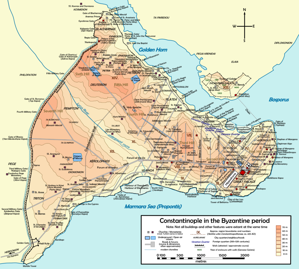 Χάρτης Κωνσταντινούπολης Βυζαντινής Περιόδου