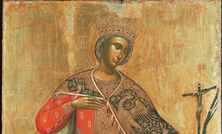 Η Αγία Αικατερίνα, η μεγαλομάρτυς. Εικόνα του 17ου αι. στο Βυζαντινό και Χριστιανικό Μουσείο