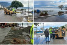 Συνεργεία Δήμου Καλαμάτας παραλία ζημιές
