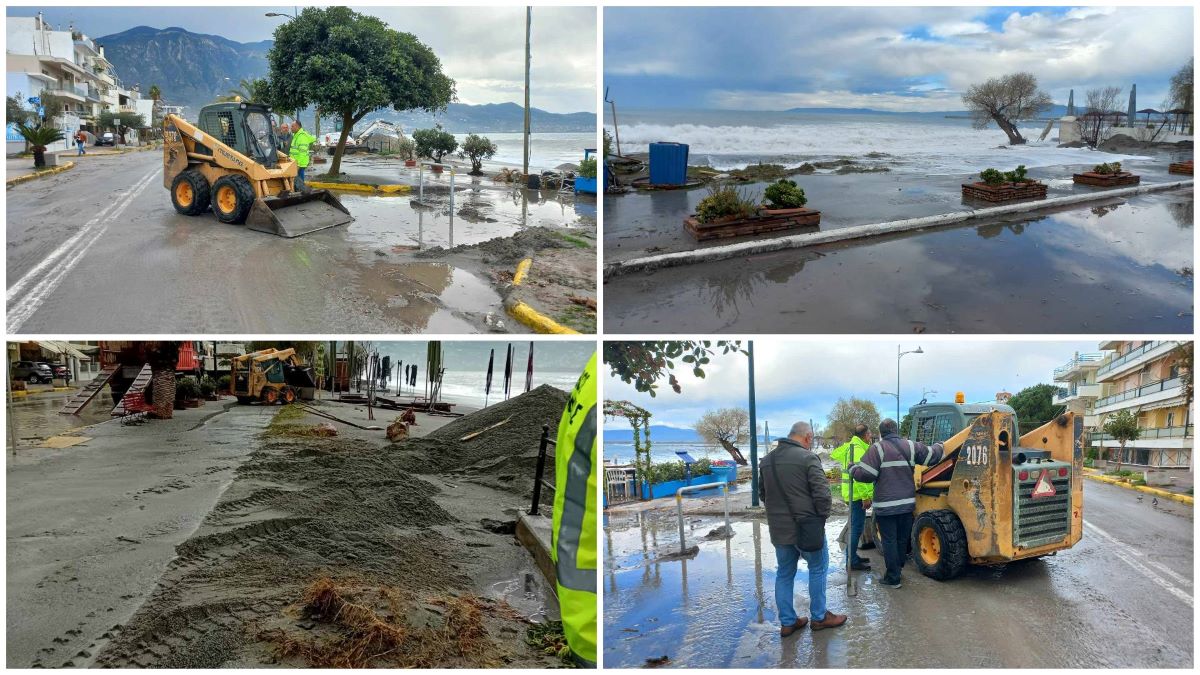 Κινητοποίηση του Δήμου Καλαμάτας για τον καθαρισμό της παραλίας μετά την κακοκαιρία