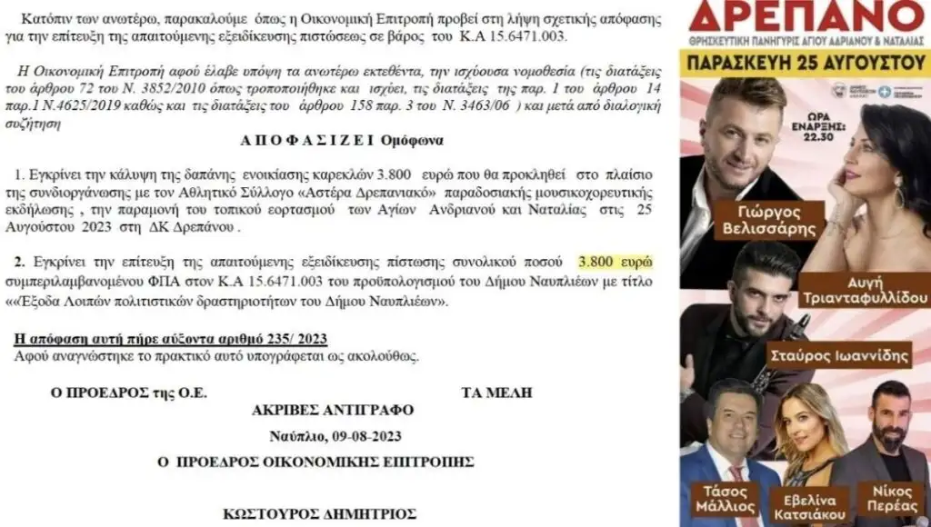πανηγύρια Δήμος Ναυπλιέων