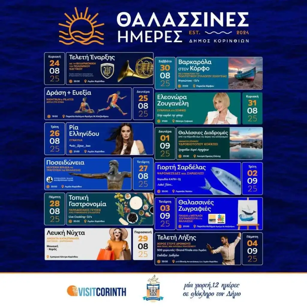 Αφίσα εκδηλώσεων Θαλασσινές Ημέρες Κόρινθος