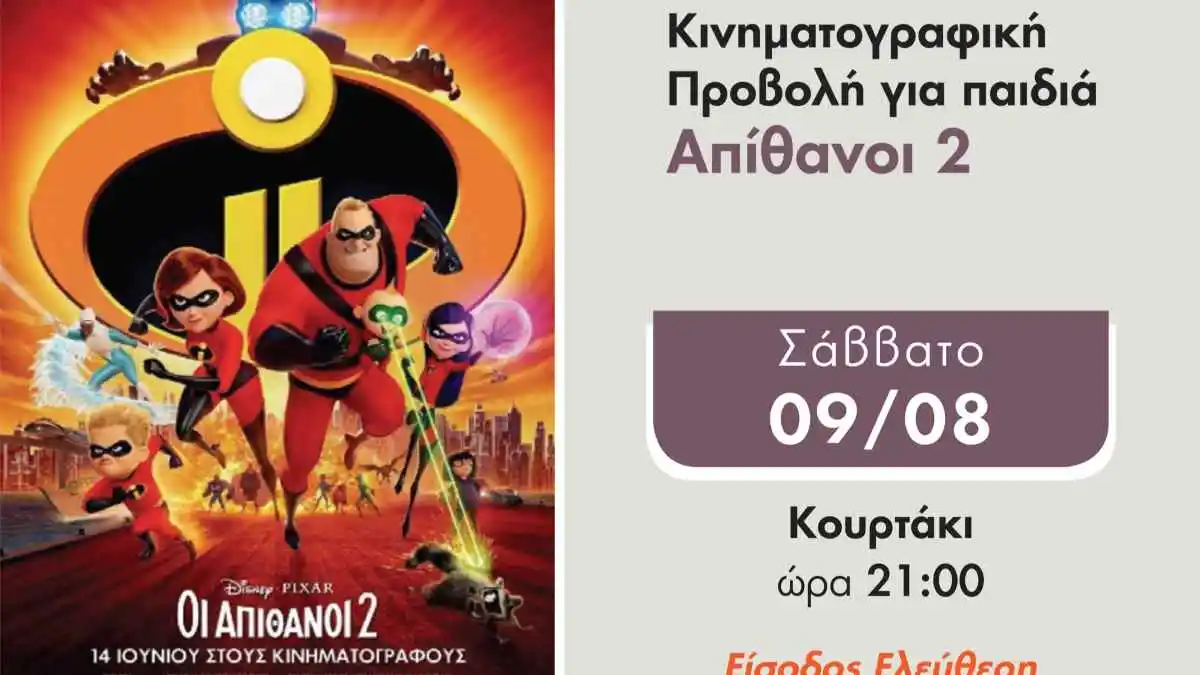 Σινεμά στο Κουρτάκι Αργολίδας: «Απίθανοι 2» απόψε με ελεύθερη είσοδο