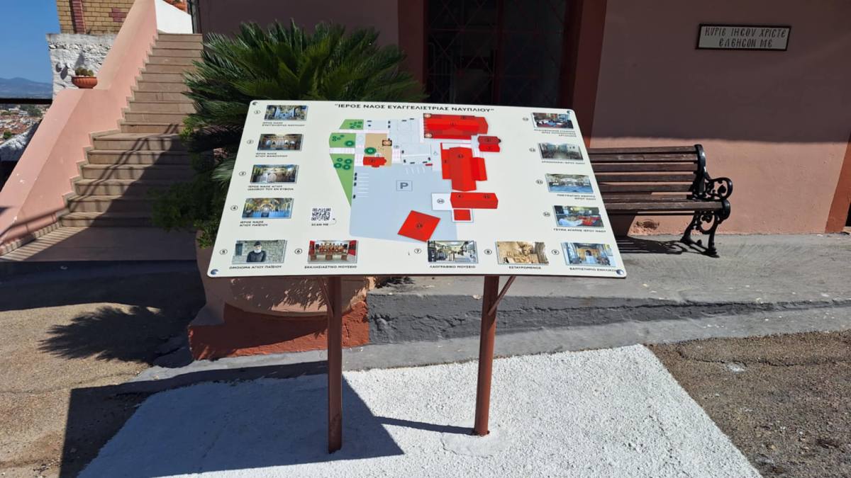 Ιερός Ναός Ευαγγελιστρίας Ναυπλίου: Μια «έξυπνη» πινακίδα ενημερώνει και καθοδηγεί τους επισκέπτες