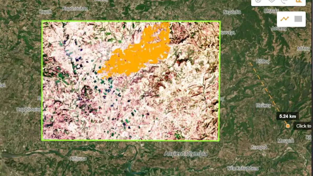 Χάρτης Copernicus: 7.950 στρέμματα έγιναν «στάχτη» στην Ηλεία