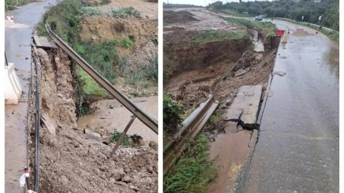 Φιλιατρά – Γαργαλιάνοι: Υποχώρησε τμήμα δρόμου λόγω της κακοκαιρίας